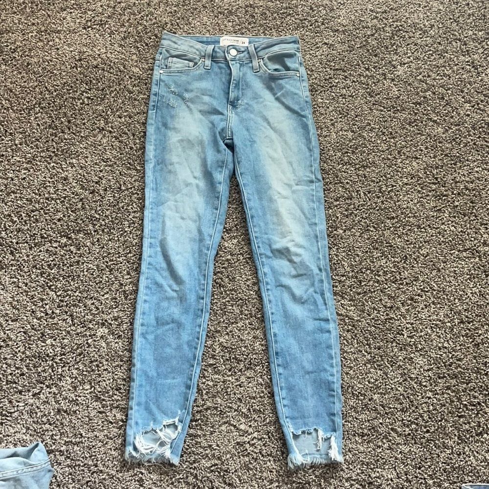 Just Black Light Blue Skinny Jeans with Distressed Hem